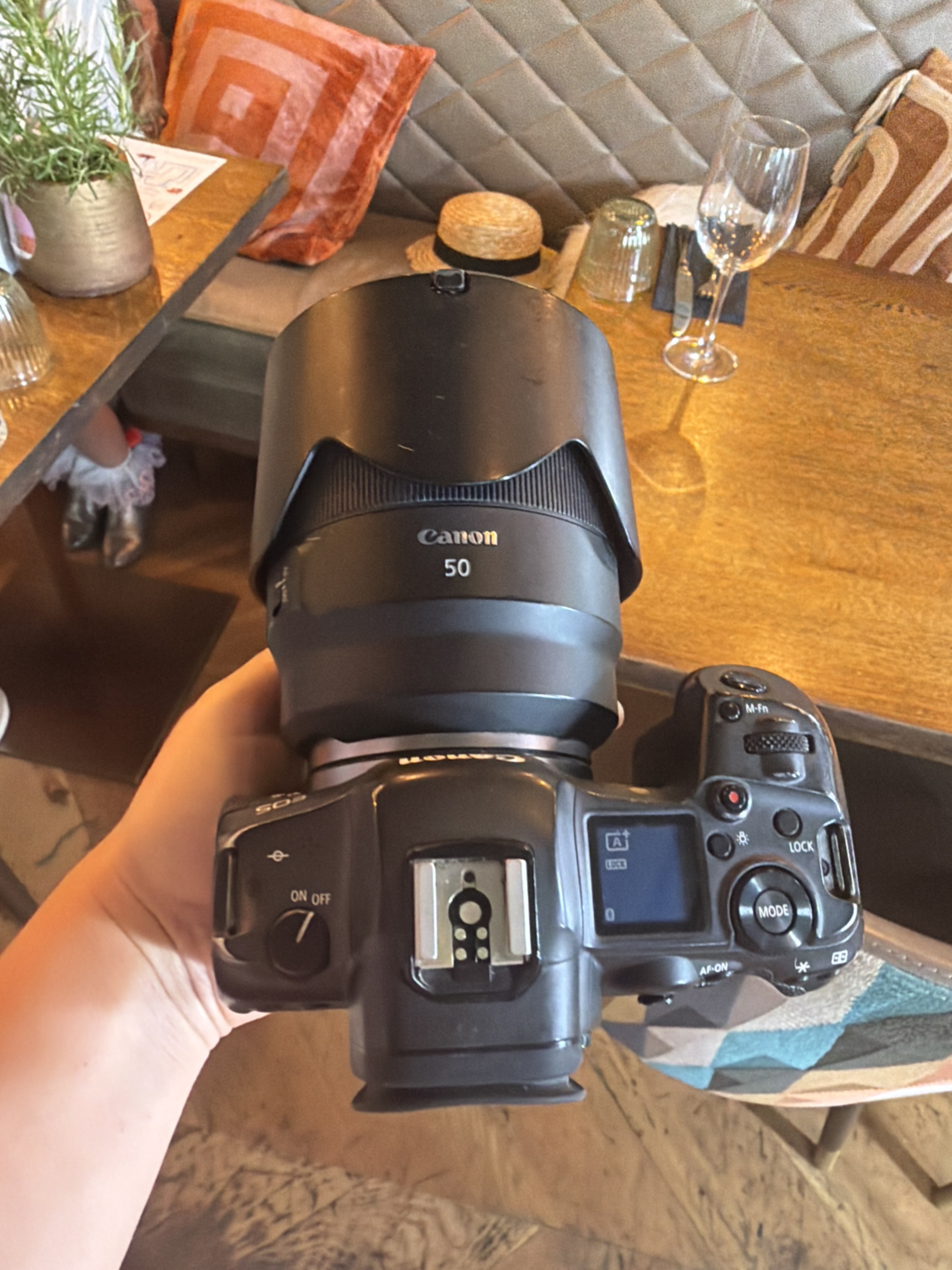 Canon EOS mirrorless camera with Canon RF 50mm lens