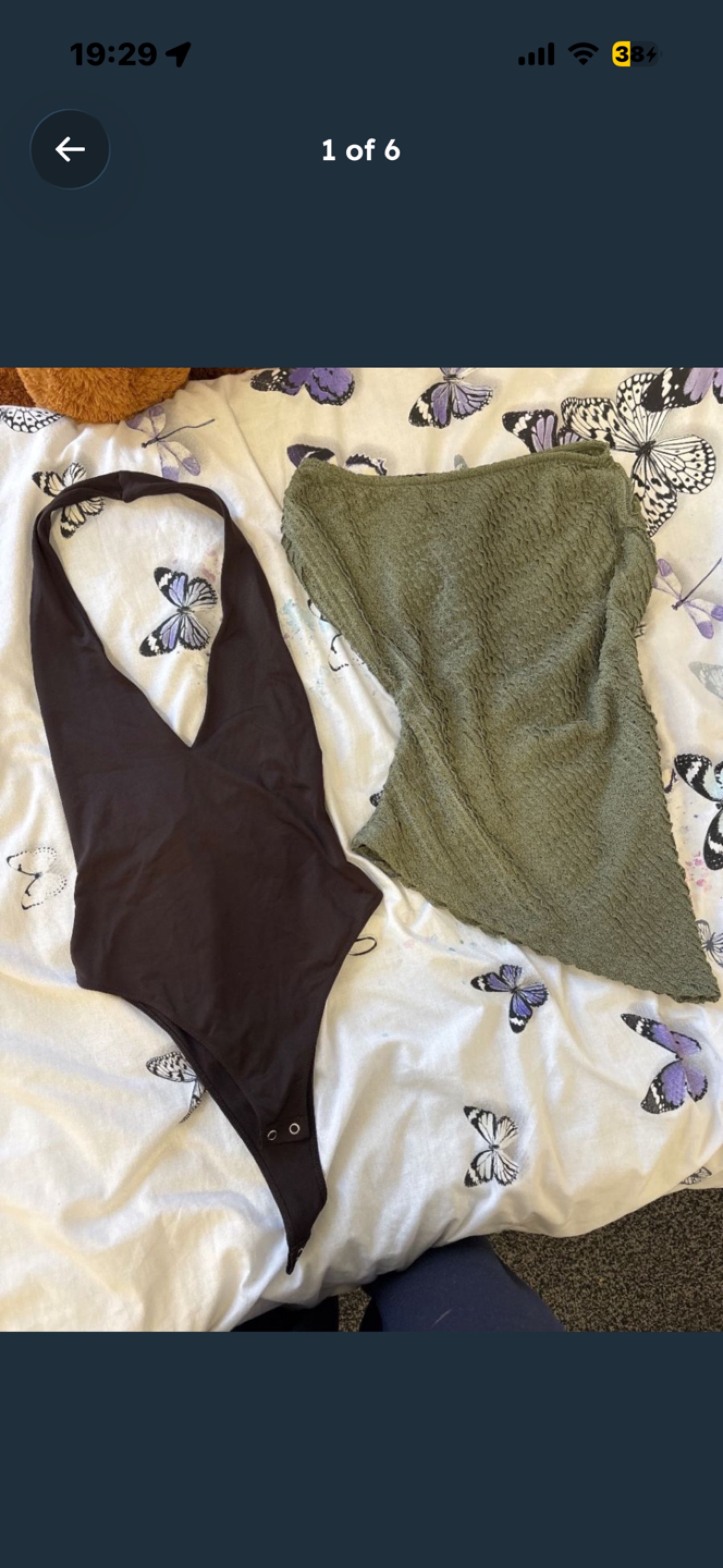 Bundle - Brown Halter Bodysuit and Green Textured Top