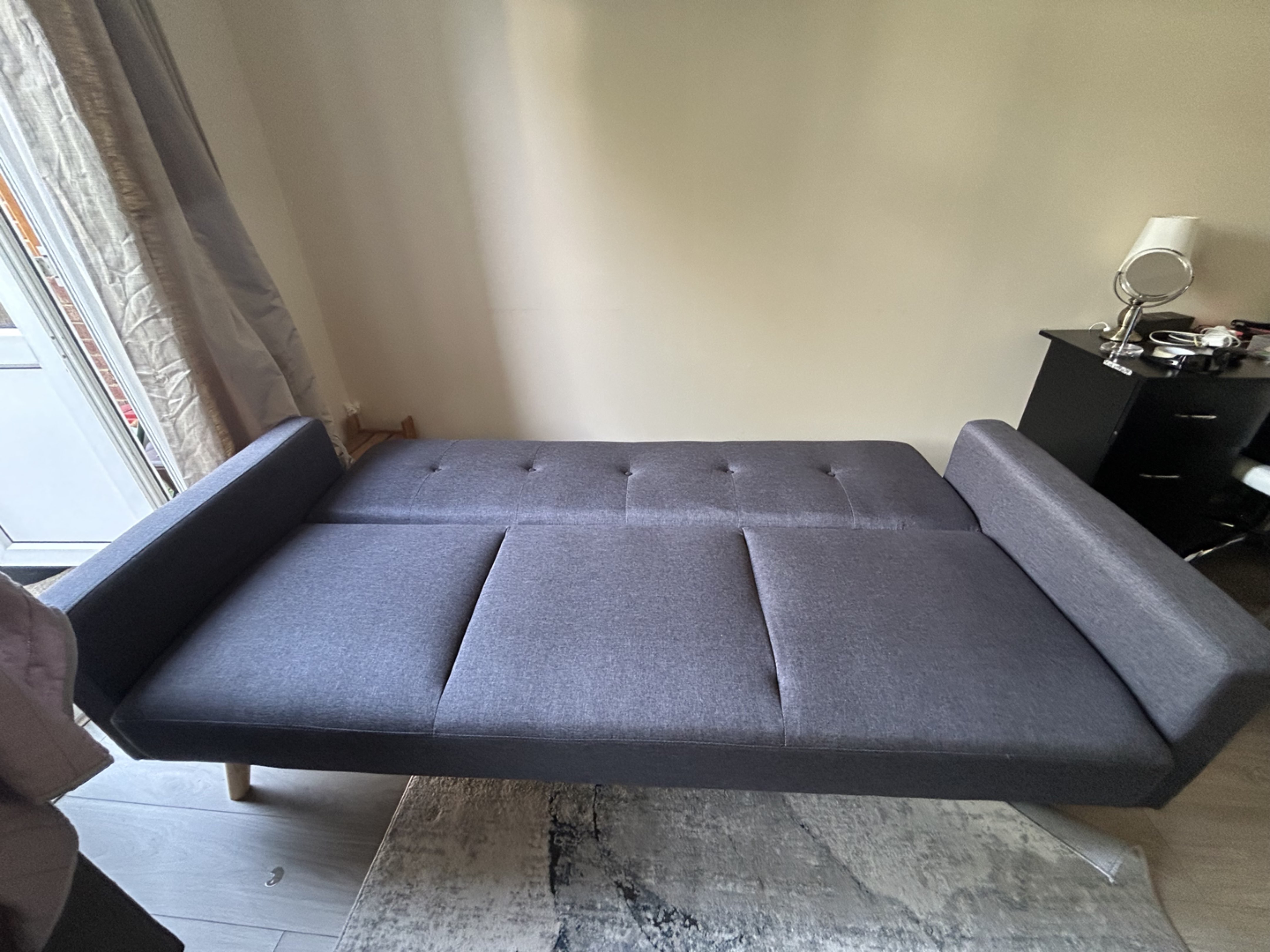 Grey Fabric Click-Clack Sofa Bed